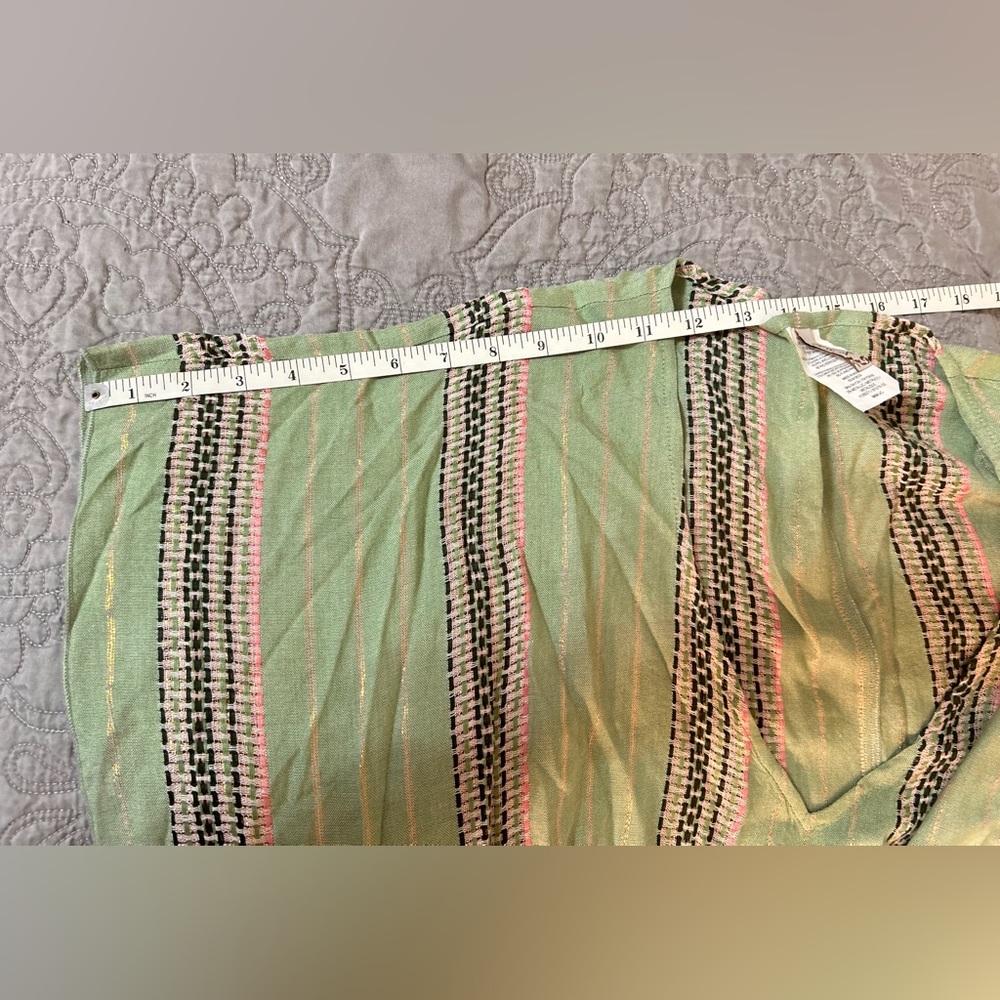 BECCA Radiance Woven Stripe Tunic Rayon Metallic Swim Cover Sage Size M/L - Picture 6 of 8